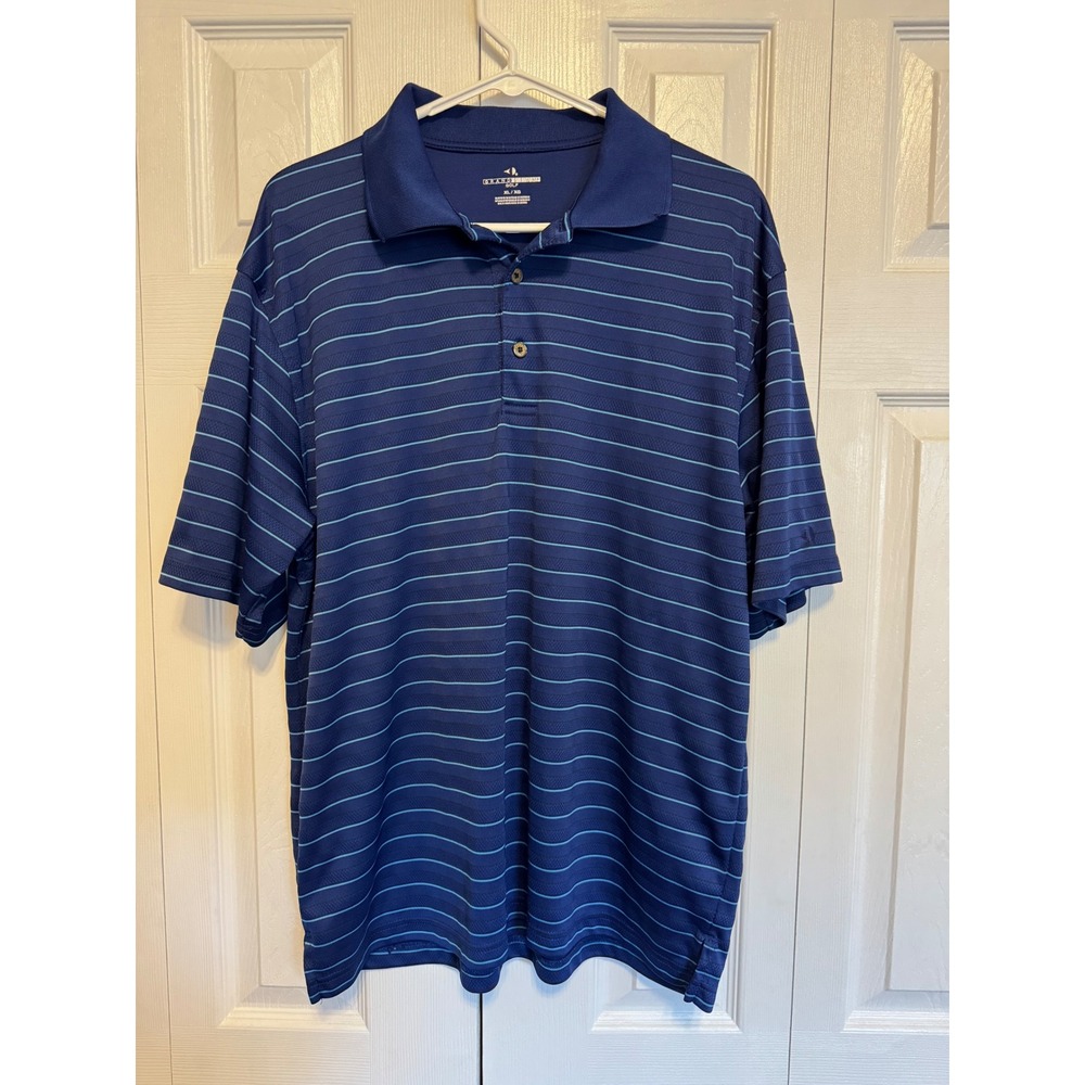Grand‎ Slam Golf Mens XL Blue Striped Short Sleeve Performance Polo Shirt XL/XG